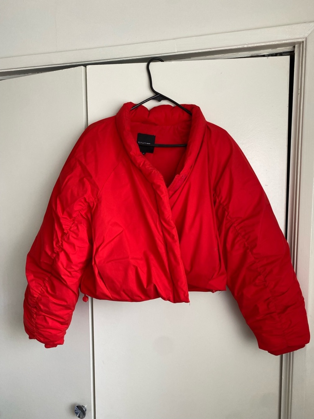 Fashion Nova Red Cropped Puffer Jacket